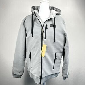 Tobe Vortex Windfleece Quilted Puffer Hooded‎ Jacket Mens Medium Gray Snowboard